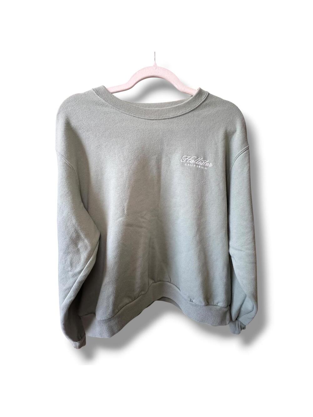 Hollister Sage Gray Cool Green Crew Neck Cotton Blend Women's Size M EUC
